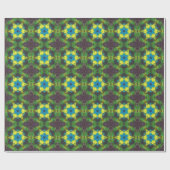 Hex Mandala Green Yellow und Blue Geschenkpapier (Flach)