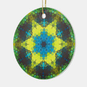 Hex Mandala Green Yellow und Blue Keramik Ornament (Links)