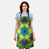 Hex Mandala Green Yellow und Blue Schürze (Getragen)