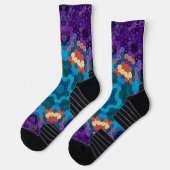 Hex Mandala Lila Blue und Orange Socken (Links)
