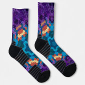 Hex Mandala Lila Blue und Orange Socken (Rechts)