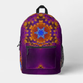 Hex Mandala Lila Orange und Blue Bedruckter Rucksack (Vorderseite)