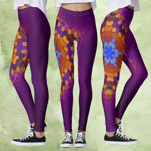 Hex Mandala Lila Orange und Blue Leggings