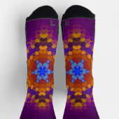 Hex Mandala Lila Orange und Blue Socken (Oben)