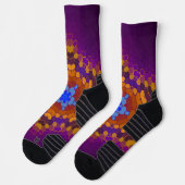 Hex Mandala Lila Orange und Blue Socken (Links)