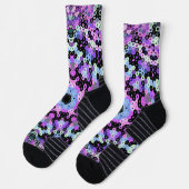 Hex Mandala Lila rosa und blau Socken (Links)