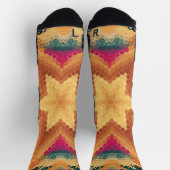 Hex Mandala Orange Blue und Pink Socken (Oben)
