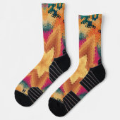 Hex Mandala Orange Blue und Pink Socken (Links)