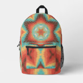 Hex Mandala Orange Blue und Yellow Bedruckter Rucksack (Vorderseite)