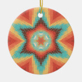 Hex Mandala Orange Blue und Yellow Keramik Ornament (Vorne)