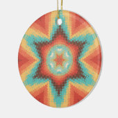 Hex Mandala Orange Blue und Yellow Keramik Ornament (Links)
