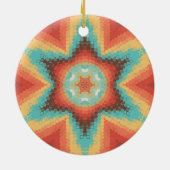 Hex Mandala Orange Blue und Yellow Keramik Ornament (Hinten)