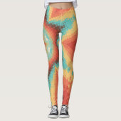 Hex Mandala Orange Blue und Yellow Leggings (Vorderseite)
