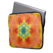 Hex Mandala Orange Gelb Rot und Blau Laptopschutzhülle (Vorderseite Links)