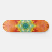 Hex Mandala Orange Gelb Rot und Blau Skateboard (Horizontal)