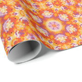 Hex Mandala Orange Lila und weiß Geschenkpapier (Rolleneckpunkt)