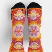 Hex Mandala Orange Lila und weiß Socken (Oben)