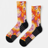 Hex Mandala Orange Lila und weiß Socken (Links)