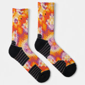 Hex Mandala Orange Lila und weiß Socken (Rechts)