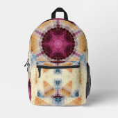 Hex Mandala Orange Pink und Blau Bedruckter Rucksack (Vorderseite)