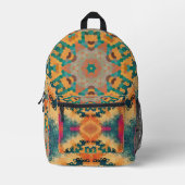 Hex Mandala Orange und Blue Bedruckter Rucksack (Vorderseite)