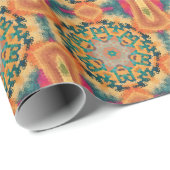 Hex Mandala Orange und Blue Geschenkpapier (Rolleneckpunkt)