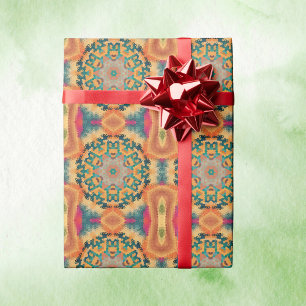 Hex Mandala Orange und Blue Geschenkpapier