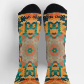 Hex Mandala Orange und Blue Socken (Oben)