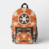 Hex Mandala Orange White und Brown Bedruckter Rucksack (Vorderseite)