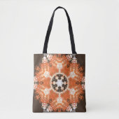 Hex Mandala Orange White und Brown Tasche (Vorderseite)