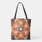 Hex Mandala Orange White und Brown Tasche (Rückseite)
