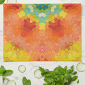 Hex Mandala Orange Yellow Red and Blue Geschirrtuch (Gefaltet)