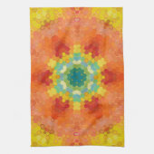 Hex Mandala Orange Yellow Red and Blue Geschirrtuch (Vertikal)