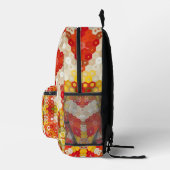 Hex Mandala Red und Yellow Bedruckter Rucksack (Rechts)