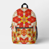 Hex Mandala Red und Yellow Bedruckter Rucksack (Vorderseite)