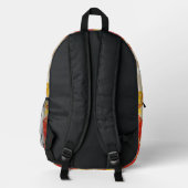 Hex Mandala Red und Yellow Bedruckter Rucksack (Rückseite)
