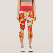 Hex Mandala Red und Yellow Capri Leggings (Vorderseite)