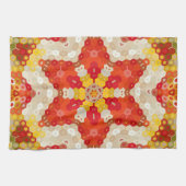 Hex Mandala Red und Yellow Geschirrtuch (Horizontal)