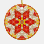 Hex Mandala Red und Yellow Keramik Ornament (Vorne)