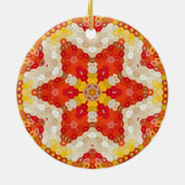Hex Mandala Red und Yellow Keramik Ornament (Hinten)