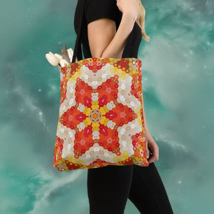 Hex Mandala Red und Yellow Tasche