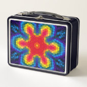 Hex Mandala Red Yellow and Blue Metall Brotdose (Vorderseite)