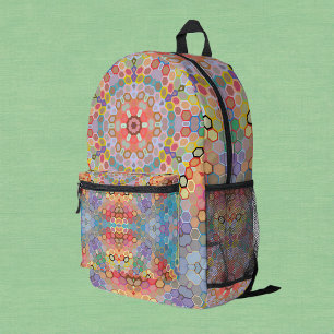 Hex Mandala Regenbogen Bedruckter Rucksack