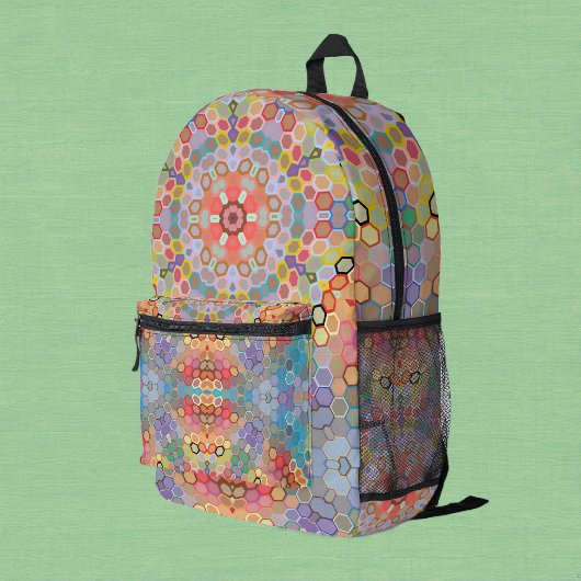 Hex Mandala Regenbogen Bedruckter Rucksack