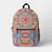Hex Mandala Regenbogen Bedruckter Rucksack (Vorderseite)