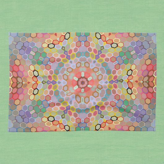 Hex Mandala Regenbogen Geschirrtuch