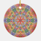 Hex Mandala Regenbogen Keramik Ornament (Hinten)