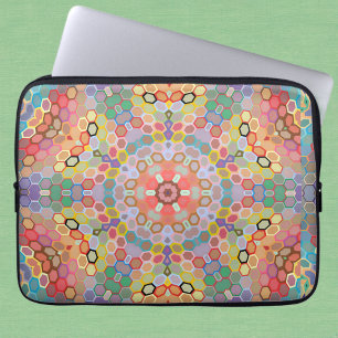 Hex Mandala Regenbogen Laptopschutzhülle