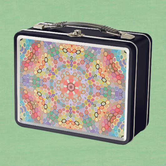 Hex Mandala Regenbogen Metall Brotdose