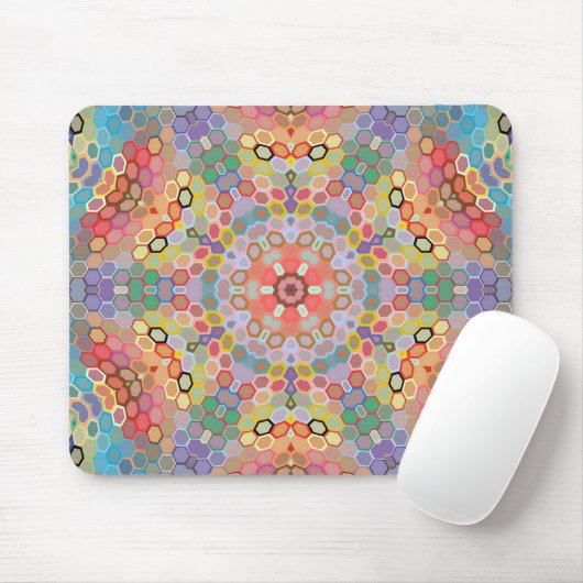 Hex Mandala Regenbogen Mousepad (Mit Mouse)